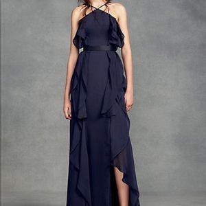 Vera Wang- High neck chiffon bridesmaid dress